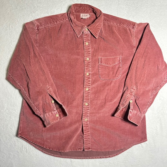 J. Crew Other - J.Crew Mens XL Rose Pink Wide Whale Corduroy Button Down Shirt 100% Cotton VTG